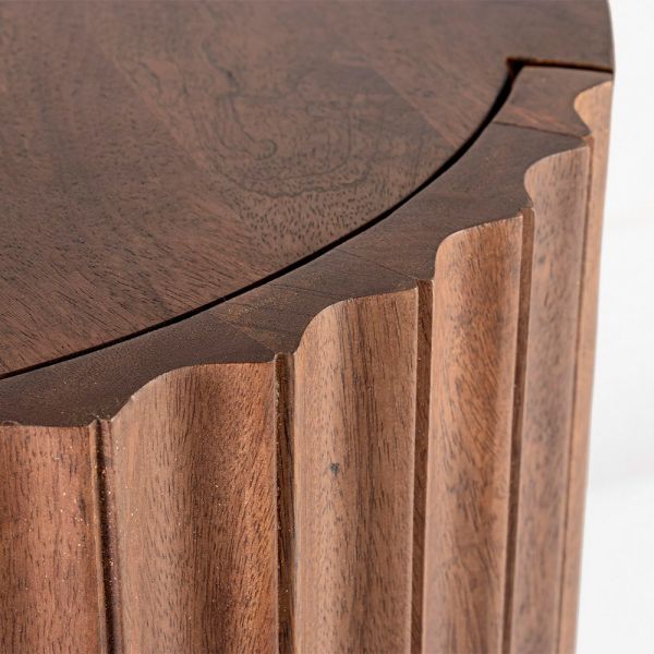 MESA AUX. REDONDA MAD.MANGO NATURAL SOPORTE ACERO Ø50X65