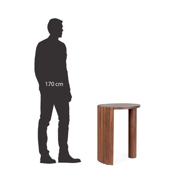 MESA AUX. REDONDA MAD.MANGO NATURAL SOPORTE ACERO Ø50X65