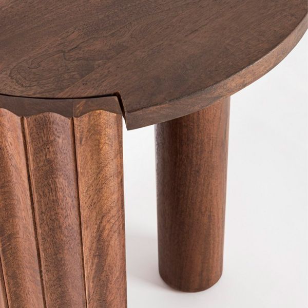 MESA AUX. REDONDA MAD.MANGO NATURAL SOPORTE ACERO Ø50X65