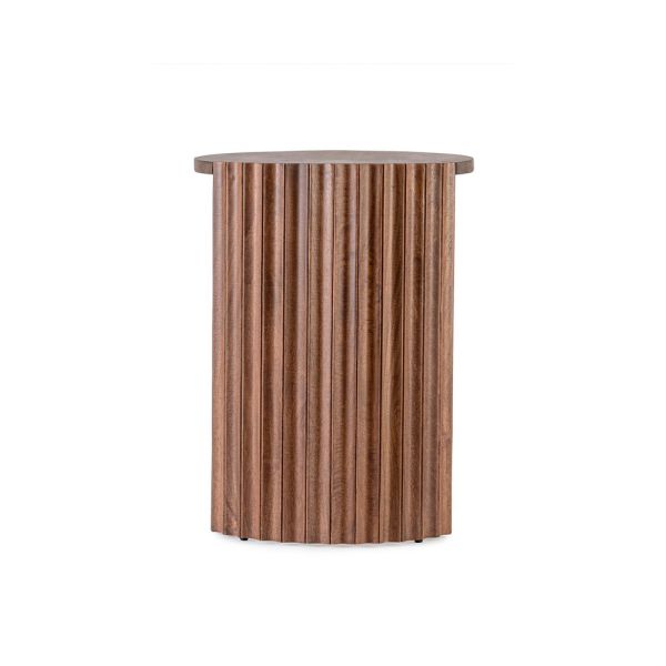 MESA AUX. REDONDA MAD.MANGO NATURAL SOPORTE ACERO Ø50X65