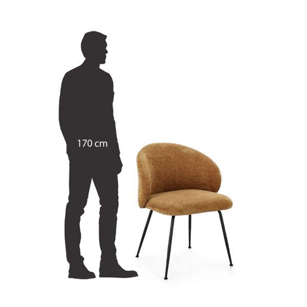 SILLA GESIEN TAPIZADO OCRE PATA ACERO 59,5X46,5X70