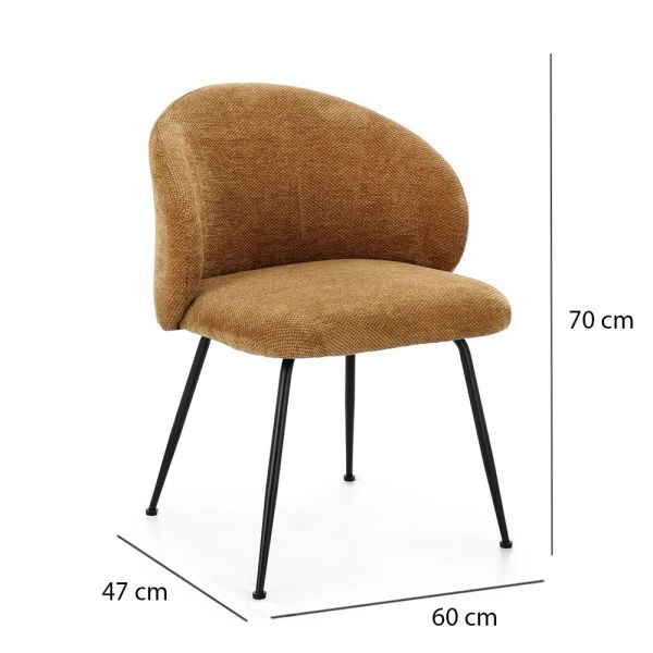 Silla Tapizada Tonos Ocre Patas de Acero - Tapidecor | Estilo Moderno