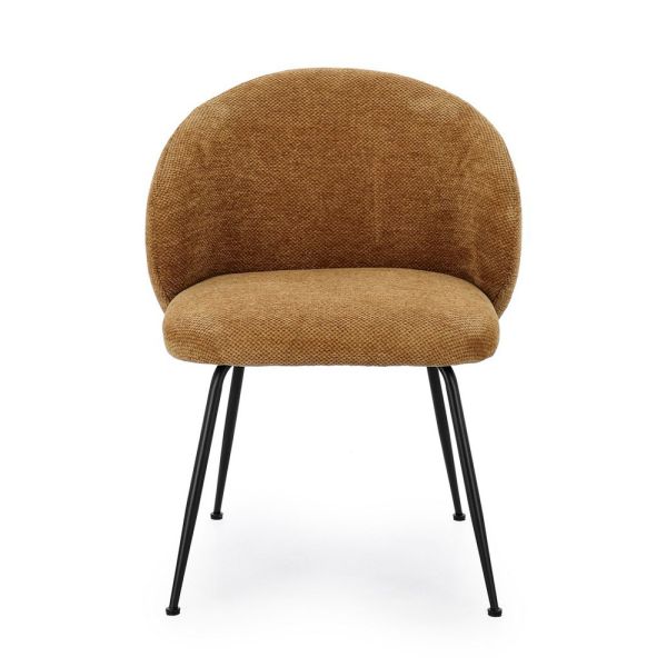 SILLA GESIEN TAPIZADO OCRE PATA ACERO 59,5X46,5X70