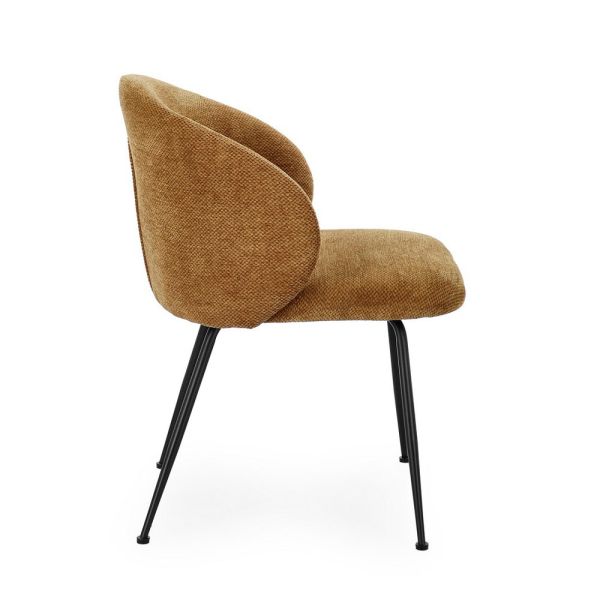 SILLA GESIEN TAPIZADO OCRE PATA ACERO 59,5X46,5X70