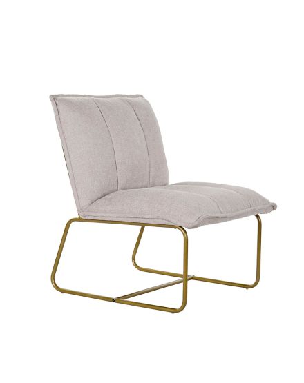 Sillón sin brazos, pata metal oro, beig