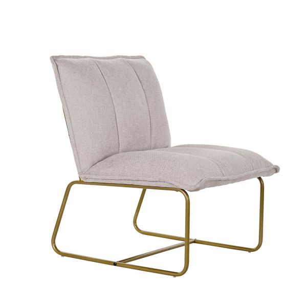 Sillón sin brazos beige con pata metal oro 66x77x71