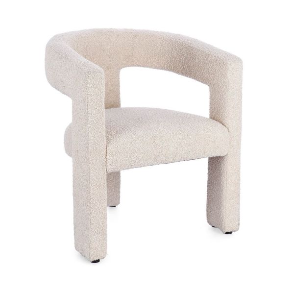 Sillón tejido rizado blanco 75x64x56 cm