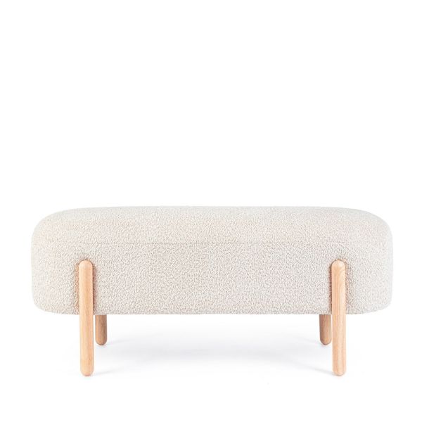 Banqueta madera tejido rizo blanco 108x42x48