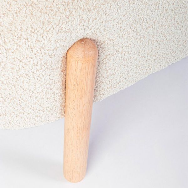 Banqueta madera tejido rizo blanco 108x42x48