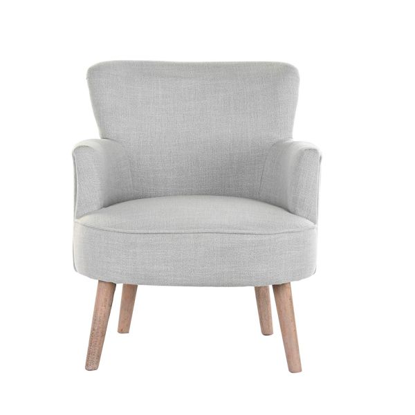 Butaca Tapizada Gris con Patas de Madera - Tapidecor