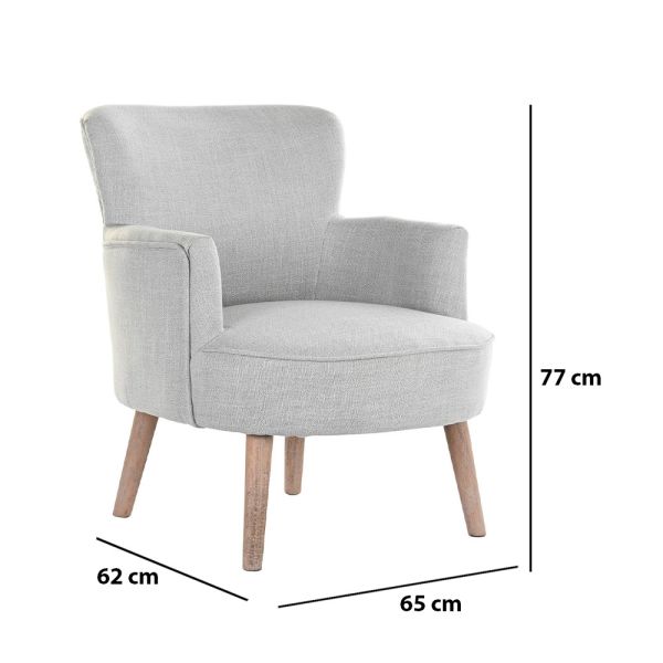 BUTACA TAPIZADA GRIS CLARO PATAS MADERA 65X62X77