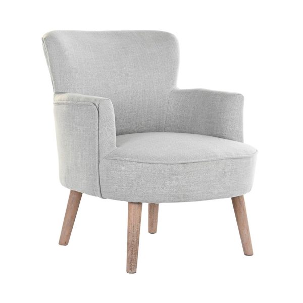 Butaca Tapizada Gris con Patas de Madera - Tapidecor