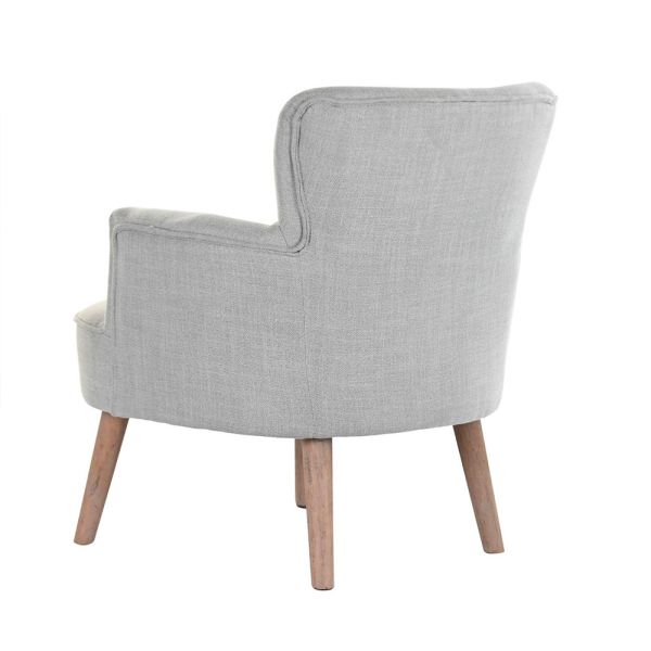 BUTACA TAPIZADA GRIS CLARO PATAS MADERA 65X62X77