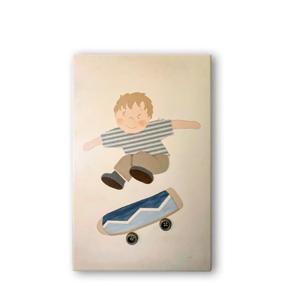 Cuadro juvenil niño monopatín azul-blanco 70x47 cm