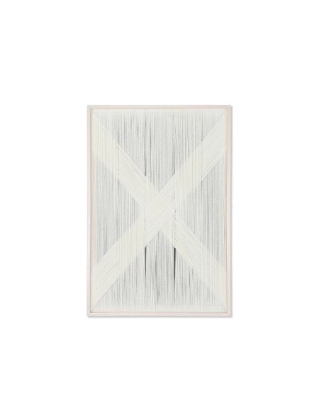 Cuadro MDF hilos algodón blanco 90x60 cm