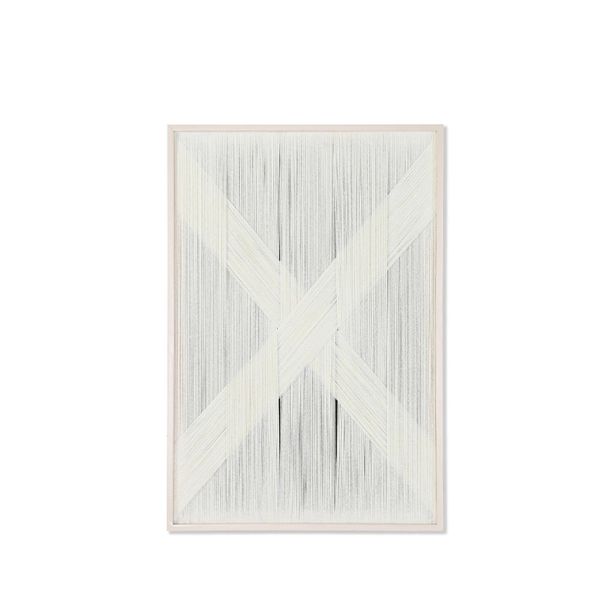 Cuadro MDF hilos algodón blanco 90x60 cm