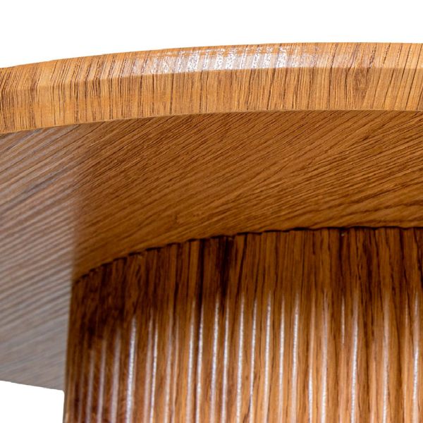 SET 2 MESAS CENTRO MADERA ROBLE Ø80X36+Ø60X42CM