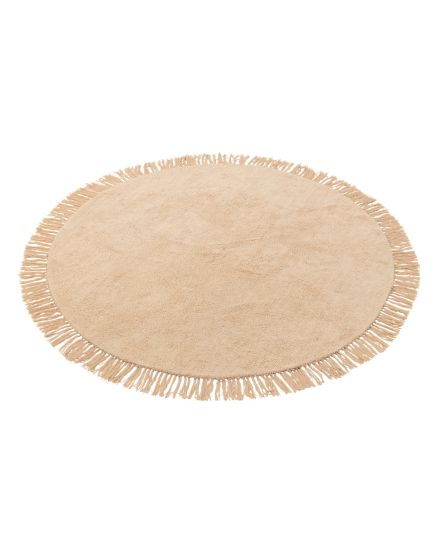 Alfombra redonda con flecos, beige 150 cm