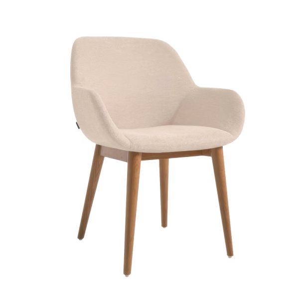 Silla madera maciza fresno, Beige-Marrón 83x59x55 cm