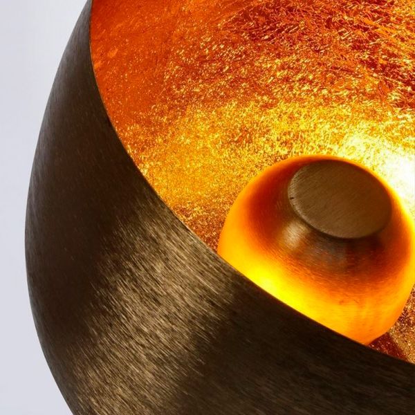 LAMPARA DE SOBREMESA METAL ORO REDONDA 36X36X32