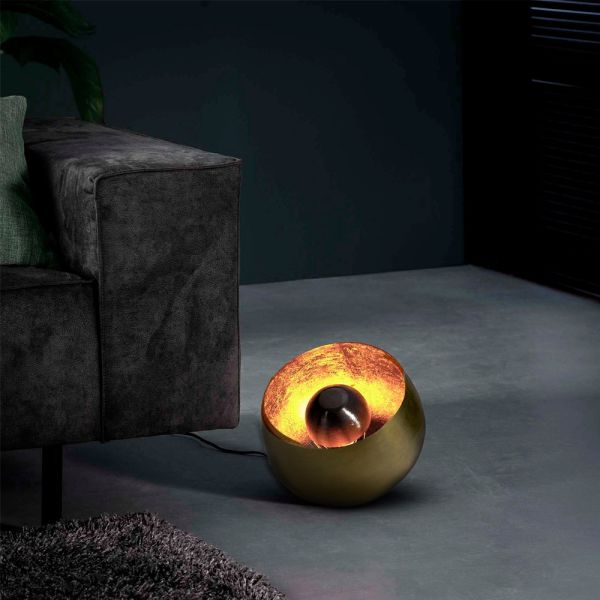 LAMPARA DE SOBREMESA METAL ORO REDONDA 36X36X32