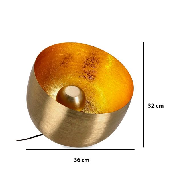 LAMPARA DE SOBREMESA METAL ORO REDONDA 36X36X32