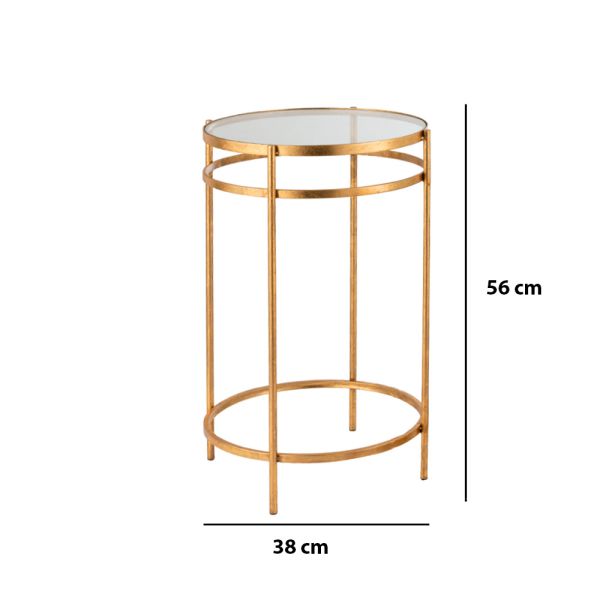 MESA AUXILIAR LAURE ESPEJO HIERRO ORO 37,5X37,5X56 SMALL