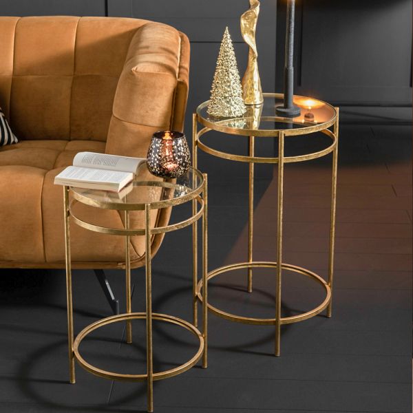 MESA AUXILIAR LAURE ESPEJO HIERRO ORO 37,5X37,5X56 SMALL