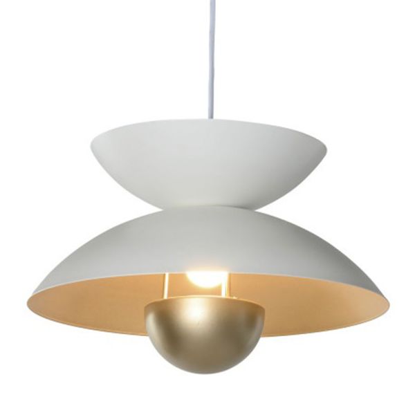 Lámpara techo metal, blanco-oro 36x22 cm