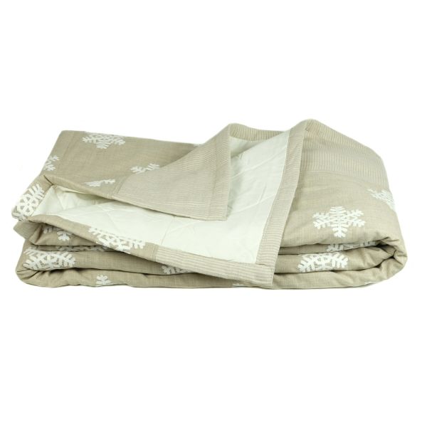 Colcha copos de nieve en tonos arena y blanco - Elegancia y confort