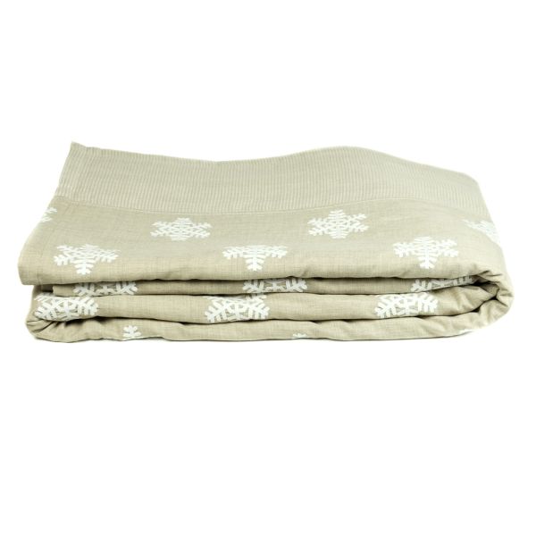 Colcha copos de nieve en tonos arena y blanco - Elegancia y confort