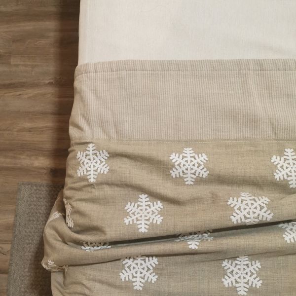 Colcha copos de nieve en tonos arena y blanco - Elegancia y confort