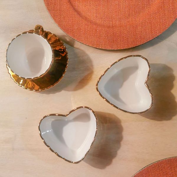 Taza té borde ondulado dorado | Tapidecor