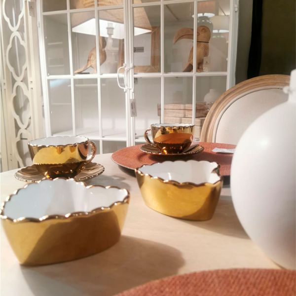 Bol corazón bordes ondulados dorado | Tapidecor