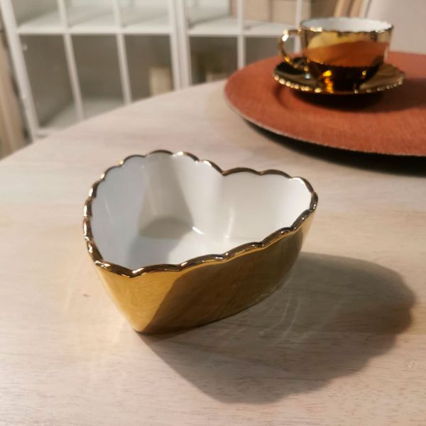 Bol corazón bordes ondulados dorado | Tapidecor