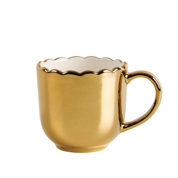 Taza café borde ondulado, dorado 10x7 cm