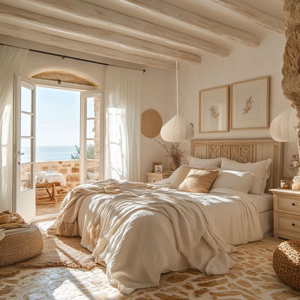 Lámpara techo lino tono natural | Tapidecor