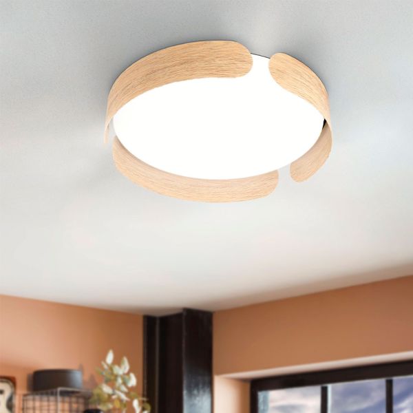 PLAFON RED. LED BLANCO -MADERA 20W 2400LM 3000K 37X37X7,5 CM