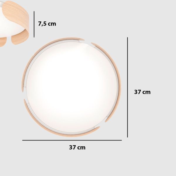PLAFON RED. LED BLANCO -MADERA 20W 2400LM 3000K 37X37X7,5 CM