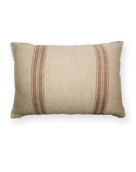 Cojín para cama y sofá gris rayas granate 70x50 Relleno...