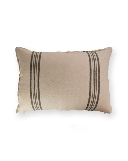 Cojín cama, sofá gris rayas negro con relleno premium 70x50