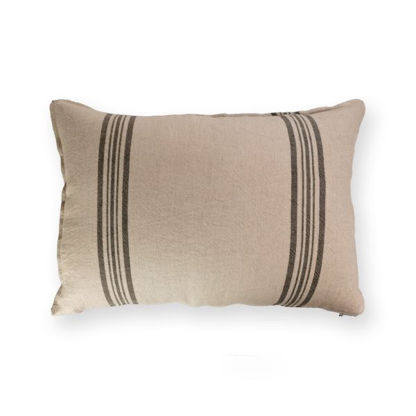 Cojín para cama y sofá gris rayas granate 70x50 Relleno premium incluido