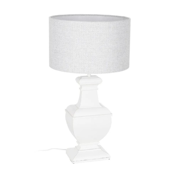 Lampada da tavolo in legno bianco 40x22x76 schermo rotondo incluso