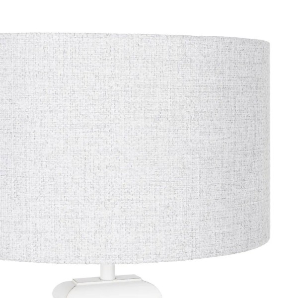 Lampada da tavolo in legno bianco 40x22x76 schermo rotondo incluso