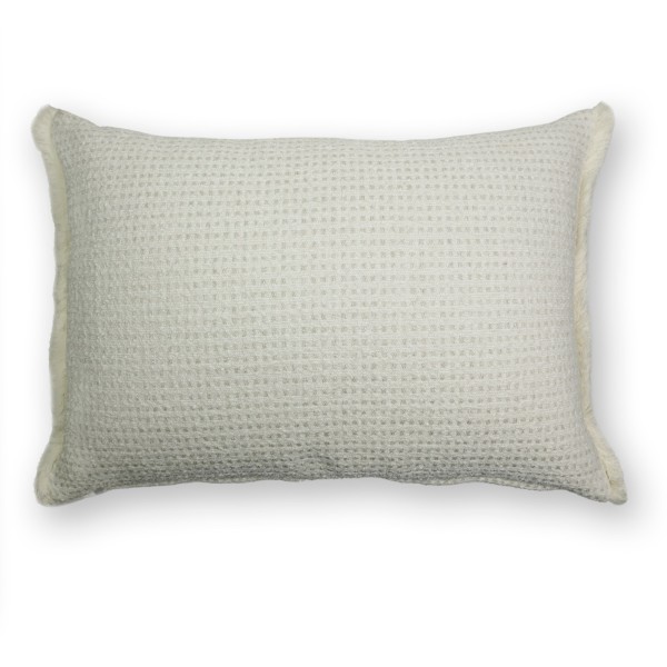 Cojín blanco geométrico cuadrados beige flec 70X50 Relleno premium incluido