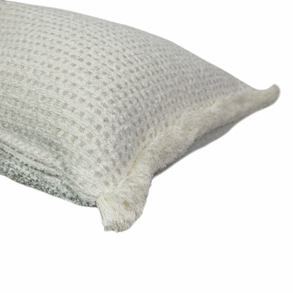 Cojín blanco geométrico cuadrados beige flec 70X50 Relleno premium incluido