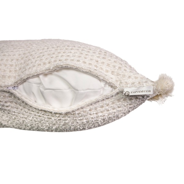 Cojín blanco geométrico cuadrados beige flec 70X50 Relleno premium incluido