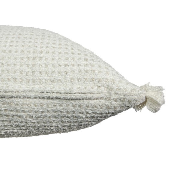 Cojín blanco geométrico cuadrados beige flec 70X50 Relleno premium incluido