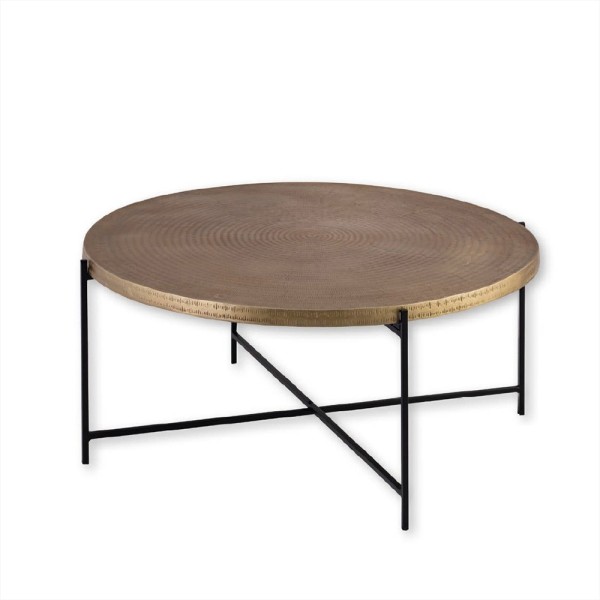 Tavolo rotondo centro top in ottone Bronzo 90x90x41 zampe nere