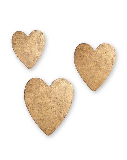 Set 3 corazones metal, dorado